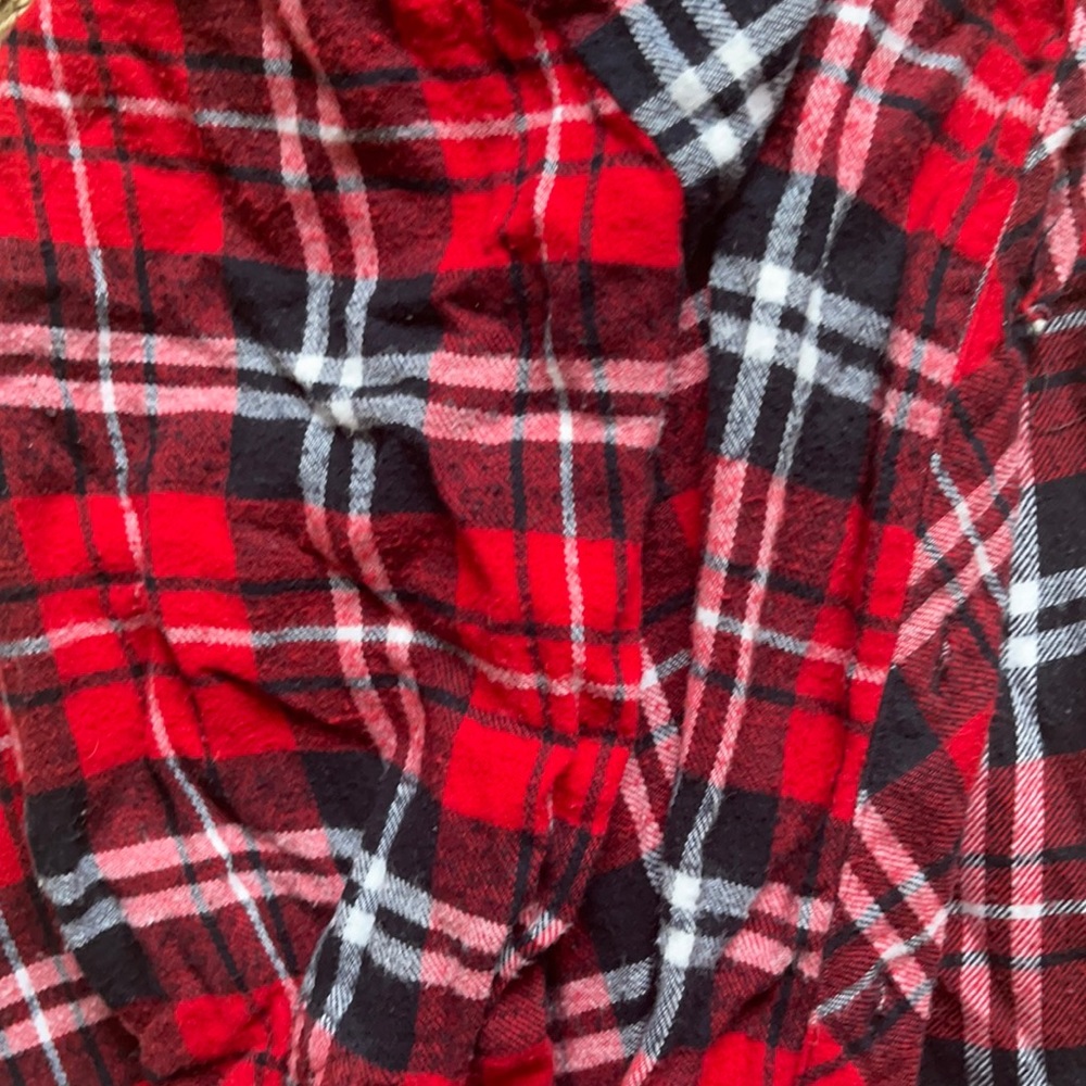 Red plaid button up sweater
